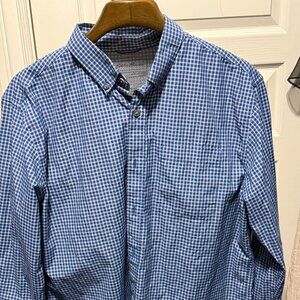 Eddie Bauer Men’s Blue Check Button Down Long Sleeve Shirt Classic Fit XL